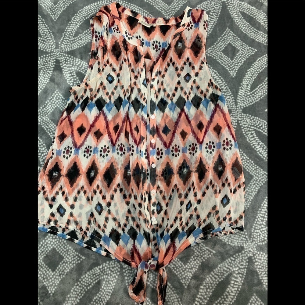 Women’s Lucky brand sheer tribal Aztec tank top